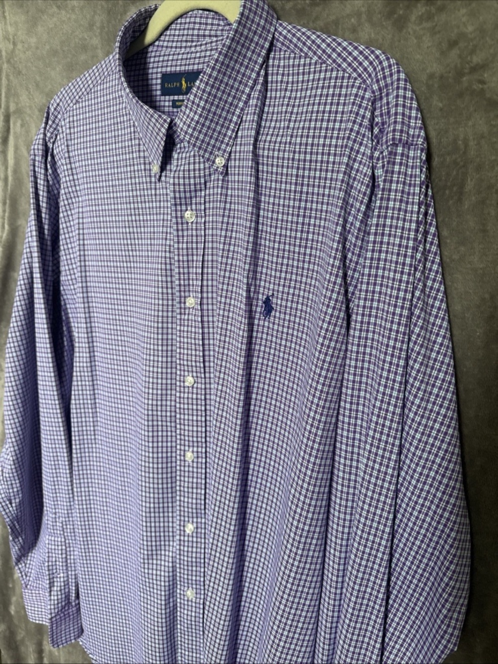 Ralph Lauren Performance Men's Purple Plaid Long Sleeve Shirt XL